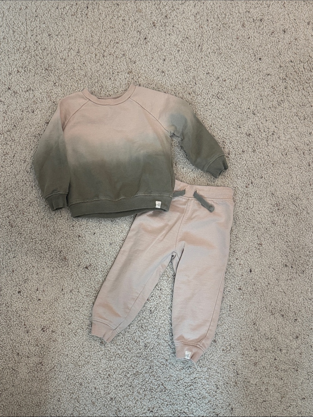 Burt's Bees Ombre Sweatshirt & Joggers Set - Taupe to Olive